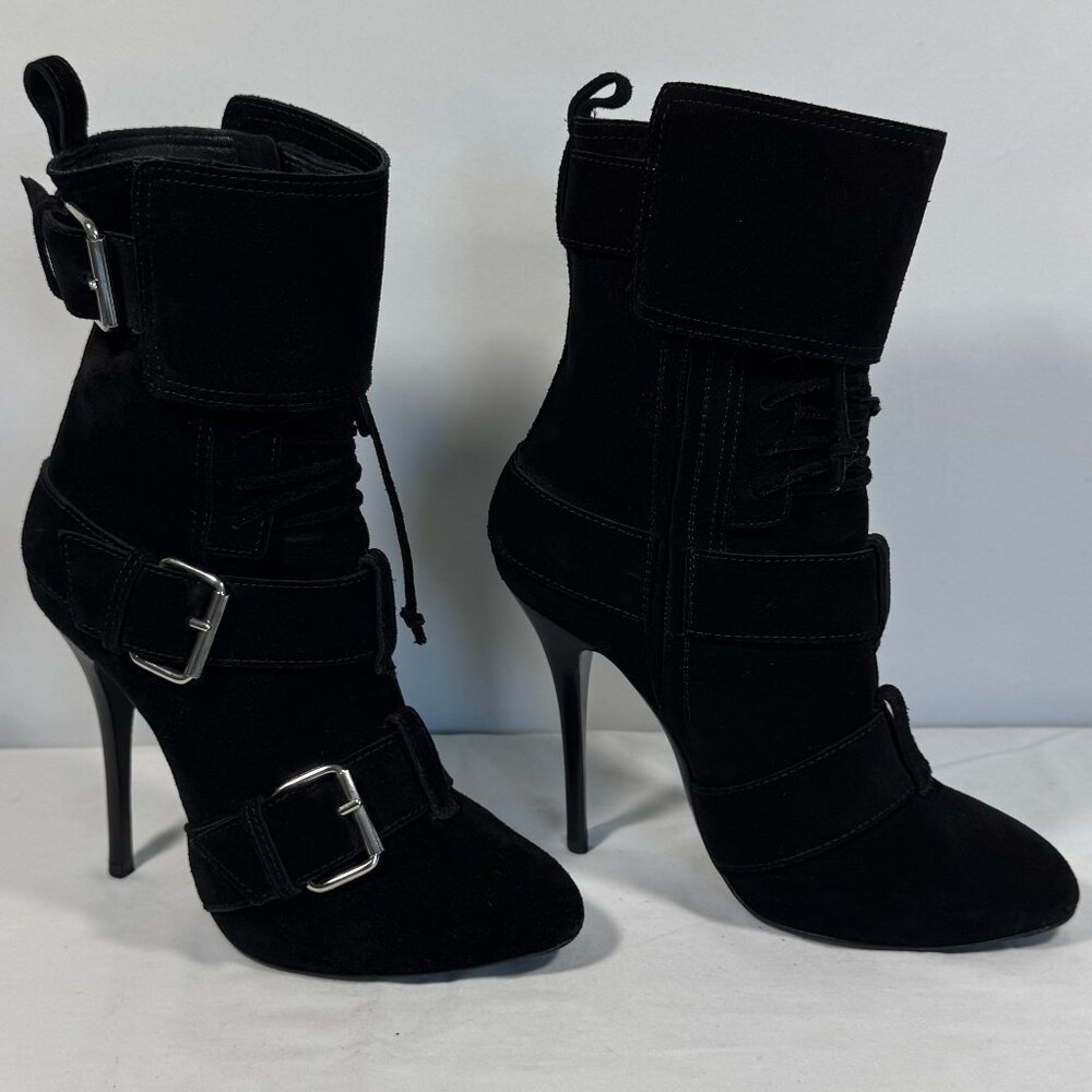 HOT-HOT Giuseppe Zanotti Black Suede Stiletto Boots – Italian Size 38